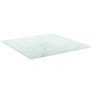 vidaXL Table Top White 40x40 cm 6 mm Tempered Glass with Marble Design