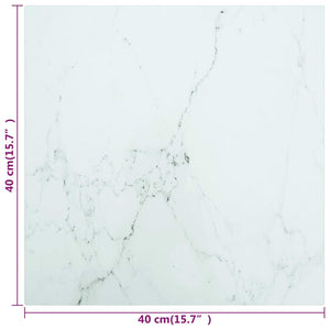 vidaXL Table Top White 40x40 cm 6 mm Tempered Glass with Marble Design