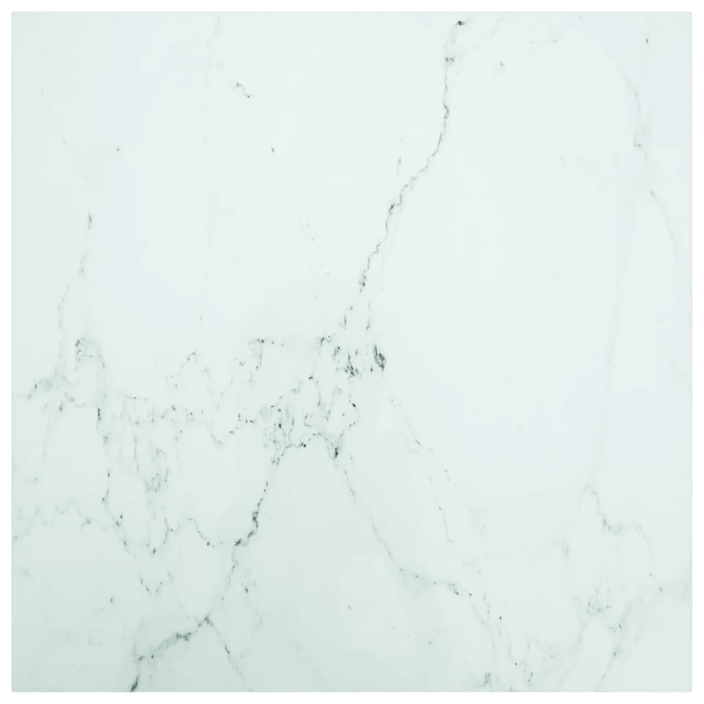 vidaXL Table Top White 80x80 cm 6 mm Tempered Glass with Marble Design