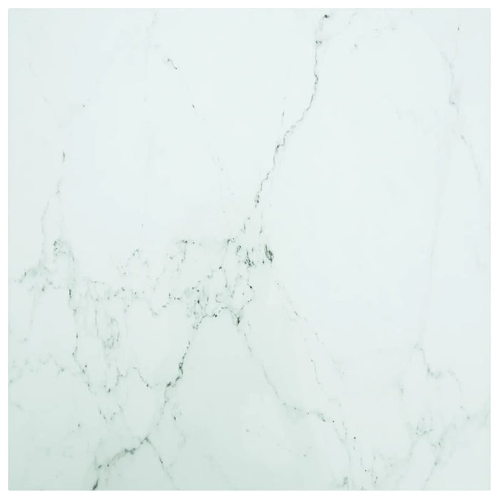 vidaXL Table Top White 80x80 cm 6 mm Tempered Glass with Marble Design