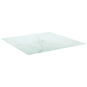 vidaXL Table Top White 80x80 cm 6 mm Tempered Glass with Marble Design