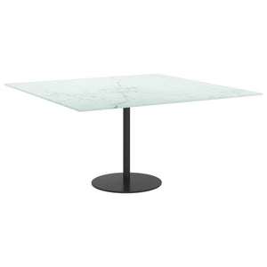 vidaXL Table Top White 80x80 cm 6 mm Tempered Glass with Marble Design