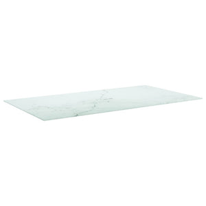 vidaXL Table Top White 120x65 cm 8mm Tempered Glass with Marble Design