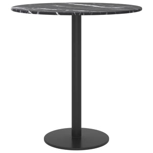 vidaXL Table Top Black Ø40x0.8 cm Tempered Glass with Marble Design