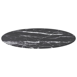 vidaXL Table Top Black Ø80x1 cm Tempered Glass with Marble Design