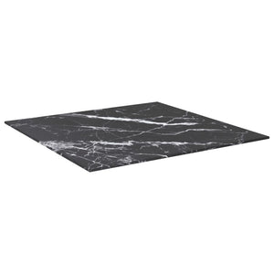 vidaXL Table Top Black 60x60 cm 6 mm Tempered Glass with Marble Design