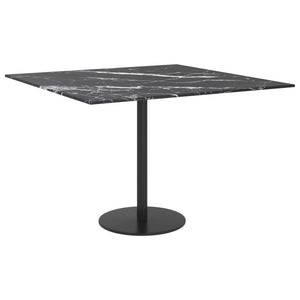 vidaXL Table Top Black 60x60 cm 6 mm Tempered Glass with Marble Design