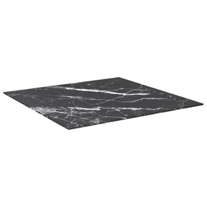 vidaXL Table Top Black 70x70 cm 6 mm Tempered Glass with Marble Design