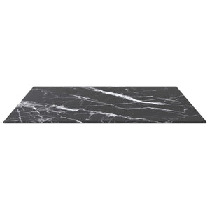 vidaXL Table Top Black 70x70 cm 6 mm Tempered Glass with Marble Design