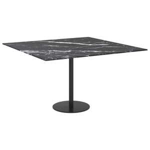 vidaXL Table Top Black 70x70 cm 6 mm Tempered Glass with Marble Design