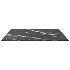 vidaXL Table Top Black 80x80 cm 6 mm Tempered Glass with Marble Design