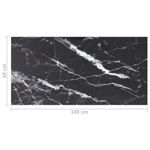 vidaXL Table Top Black 100x50 cm 6mm Tempered Glass with Marble Design