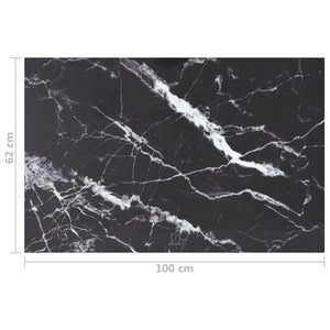 vidaXL Table Top Black 100x62 cm 8mm Tempered Glass with Marble Design