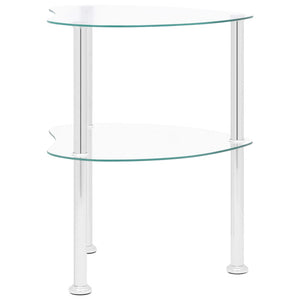 vidaXL 2-Tier Side Table Transparent 38x38x50 cm Tempered Glass