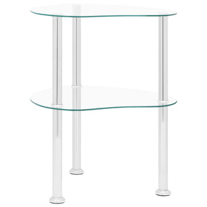 vidaXL 2-Tier Side Table Transparent 38x38x50 cm Tempered Glass