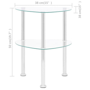 vidaXL 2-Tier Side Table Transparent 38x38x50 cm Tempered Glass