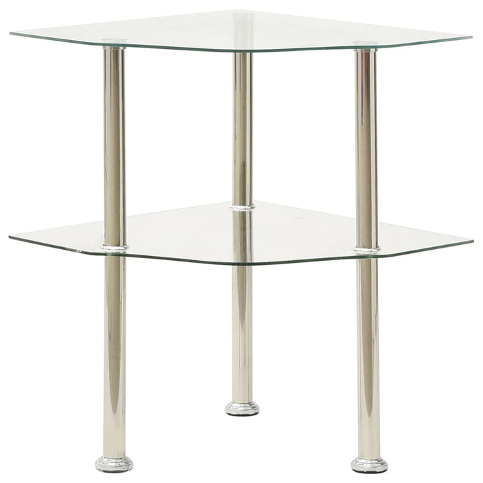 vidaXL 2-Tier Side Table Transparent 38x38x50 cm Tempered Glass