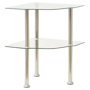 vidaXL 2-Tier Side Table Transparent 38x38x50 cm Tempered Glass