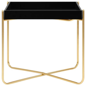 vidaXL Side Table Black and Gold 38x38x38.5 cm MDF