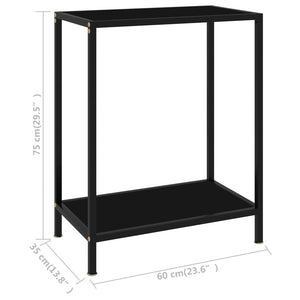 vidaXL Console Table Black 60x35x75 cm Tempered Glass