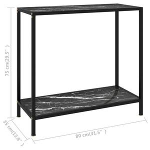 vidaXL Console Table Black 80x35x75 cm Tempered Glass