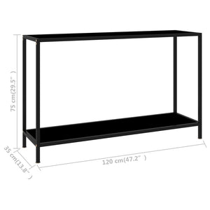 vidaXL Console Table Black 120x35x75 cm Tempered Glass