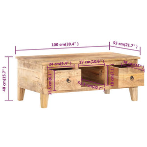 vidaXL Coffee Table 100x55x40 cm Rough Mango Wood