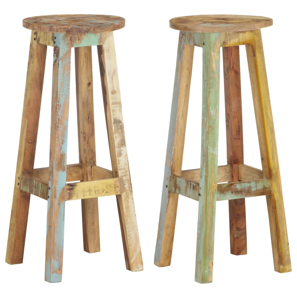 vidaXL Bar Stools 2 pcs Solid Reclaimed Wood