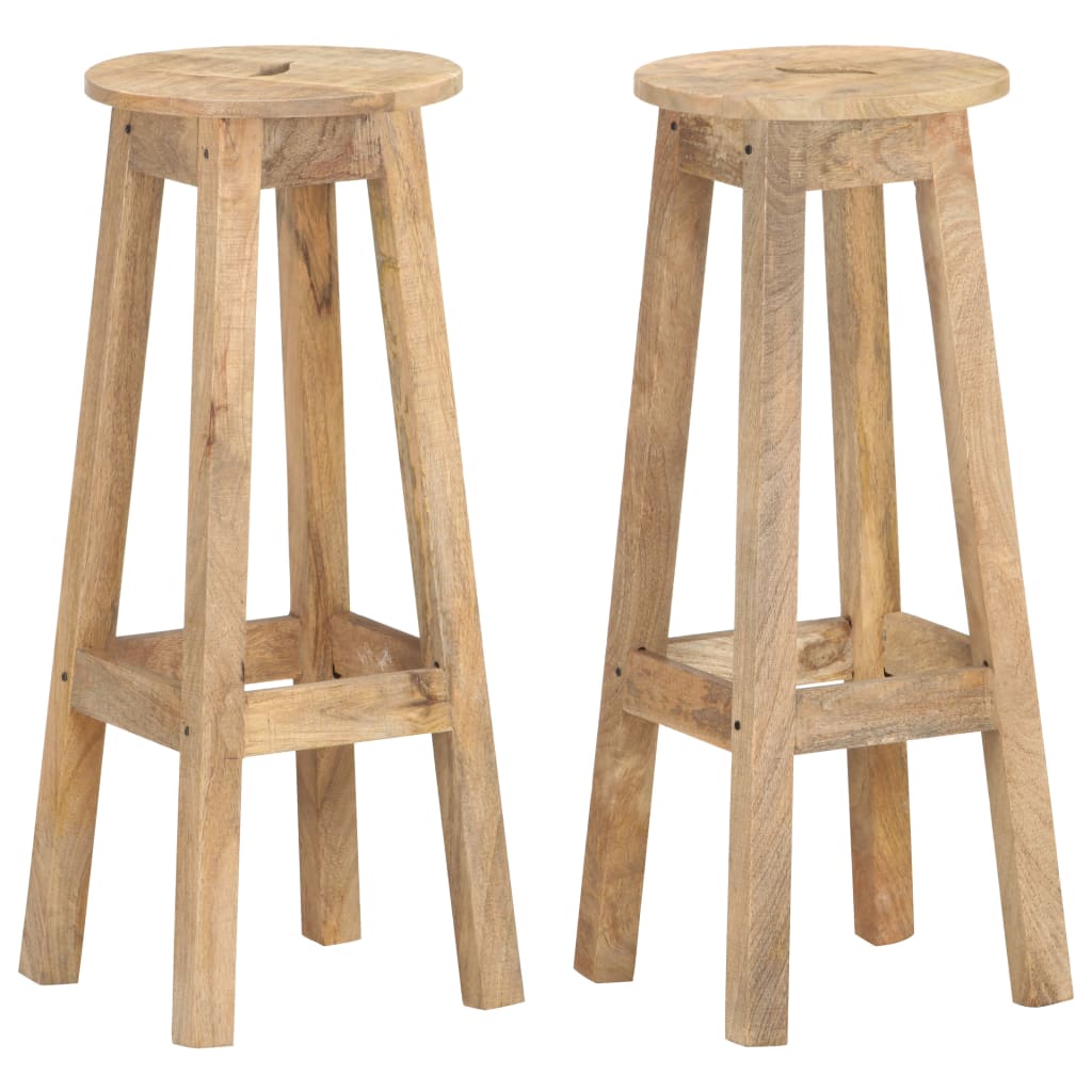 vidaXL Bar Stools 2 pcs Solid Mango Wood