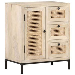 vidaXL Sideboard 60x35x70 cm Solid Mango Wood and Natural Cane