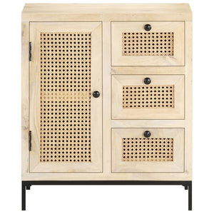 vidaXL Sideboard 60x35x70 cm Solid Mango Wood and Natural Cane