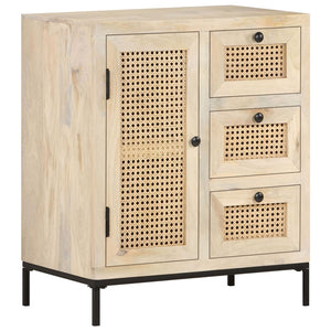 vidaXL Sideboard 60x35x70 cm Solid Mango Wood and Natural Cane