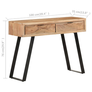 vidaXL Console Table 100x35x76 cm Solid Acacia Wood with Live Edges