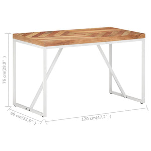 vidaXL Dining Table 120x60x76 cm Solid Acacia and Mango Wood