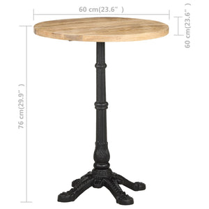 vidaXL Bistro Table Ø60x76 cm Rough Mango Wood