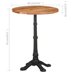 vidaXL Bistro Table Ø60x76 cm Solid Acacia Wood