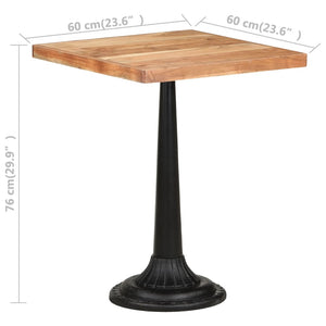 vidaXL Bistro Table 60x60x76 cm Solid Acacia Wood