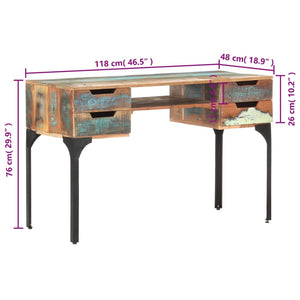 vidaXL Desk 118x48x75 cm Solid Reclaimed Wood