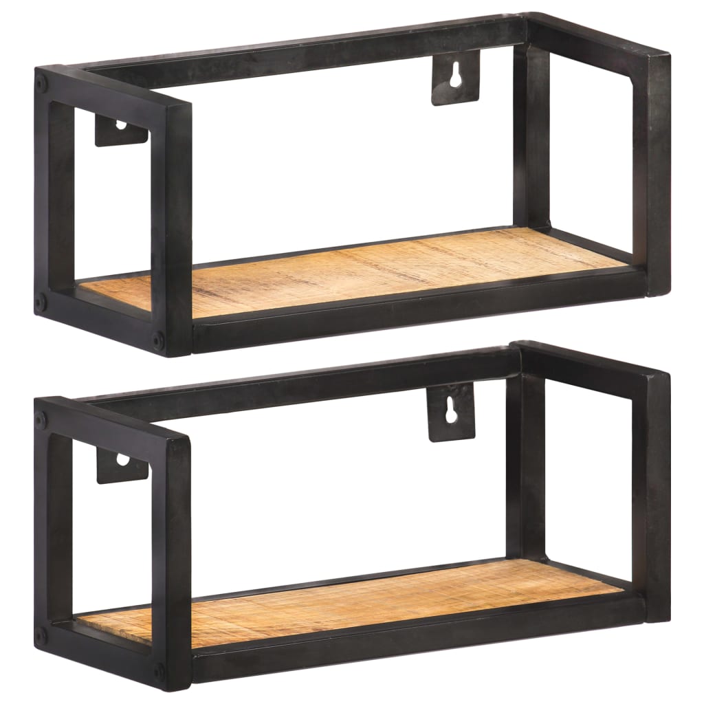 vidaXL Wall Shelves 2 pcs 40 cm Rough Mango Wood