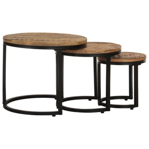 vidaXL Side Tables 3 pcs Rough Mango Wood