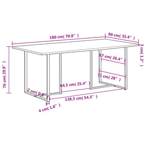 vidaXL Dining Table 180 cm Rough Mango Wood