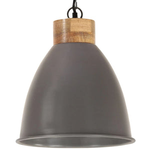 vidaXL Industrial Hanging Lamp Grey Iron & Solid Wood 35 cm E27