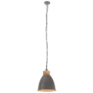 vidaXL Industrial Hanging Lamp Grey Iron & Solid Wood 35 cm E27