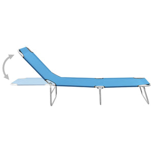 vidaXL Folding Sun Lounger Steel and Fabric Turquoise Blue