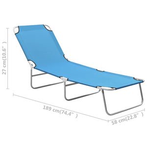 vidaXL Folding Sun Lounger Steel and Fabric Turquoise Blue