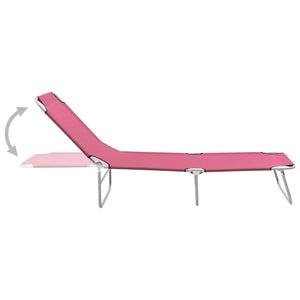 vidaXL Folding Sun Lounger Steel and Fabric Pink