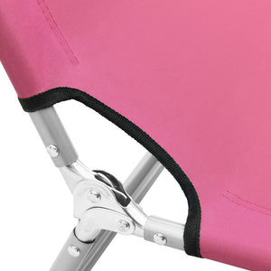 vidaXL Folding Sun Lounger Steel and Fabric Pink