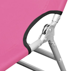 vidaXL Folding Sun Lounger with Head Cushion Steel Magento Pink