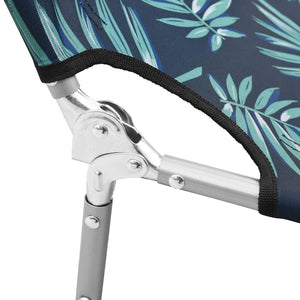 vidaXL Folding Sun Lounger with Head Cushion Steel Leaves Print