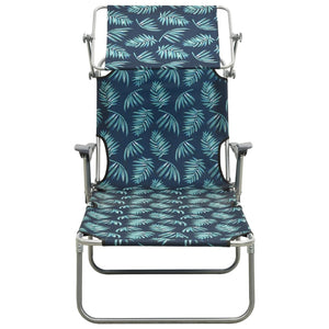 vidaXL Sun Lounger with Canopy Steel Leaf Print